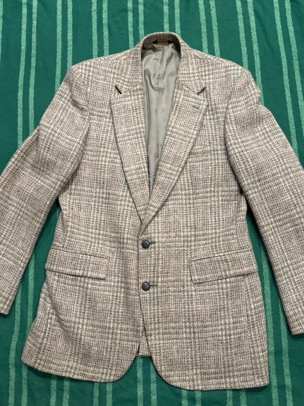 Alberta Ferretti Taupe and Gray Glen Plaid Sport Coat